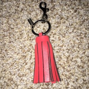 NEW Coach red leather key chain tassel